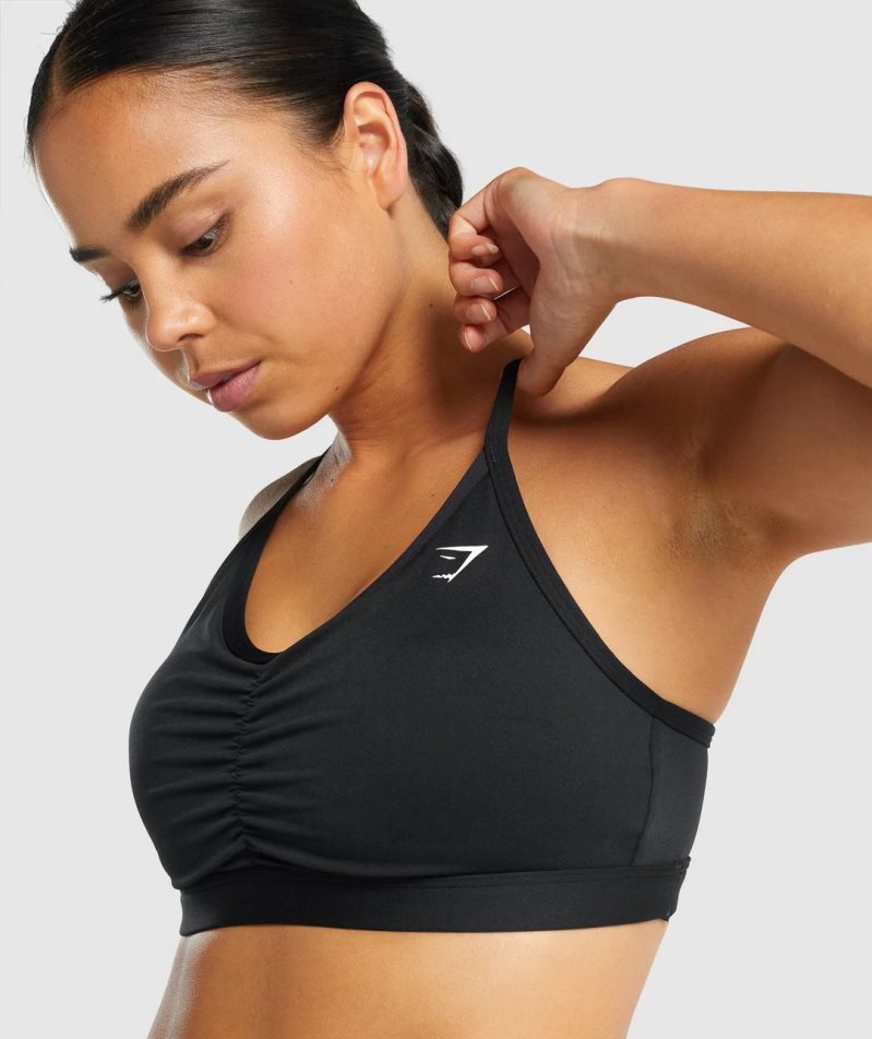 Women's Gymshark Ruched Sports Bra Black | NZ 0RJTZV